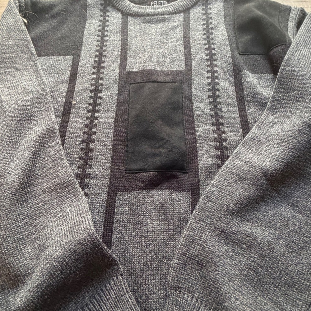 Peletti Mens XL Knit Crewneck Sweater Vintage Style Acrylic - Picture 2 of 4